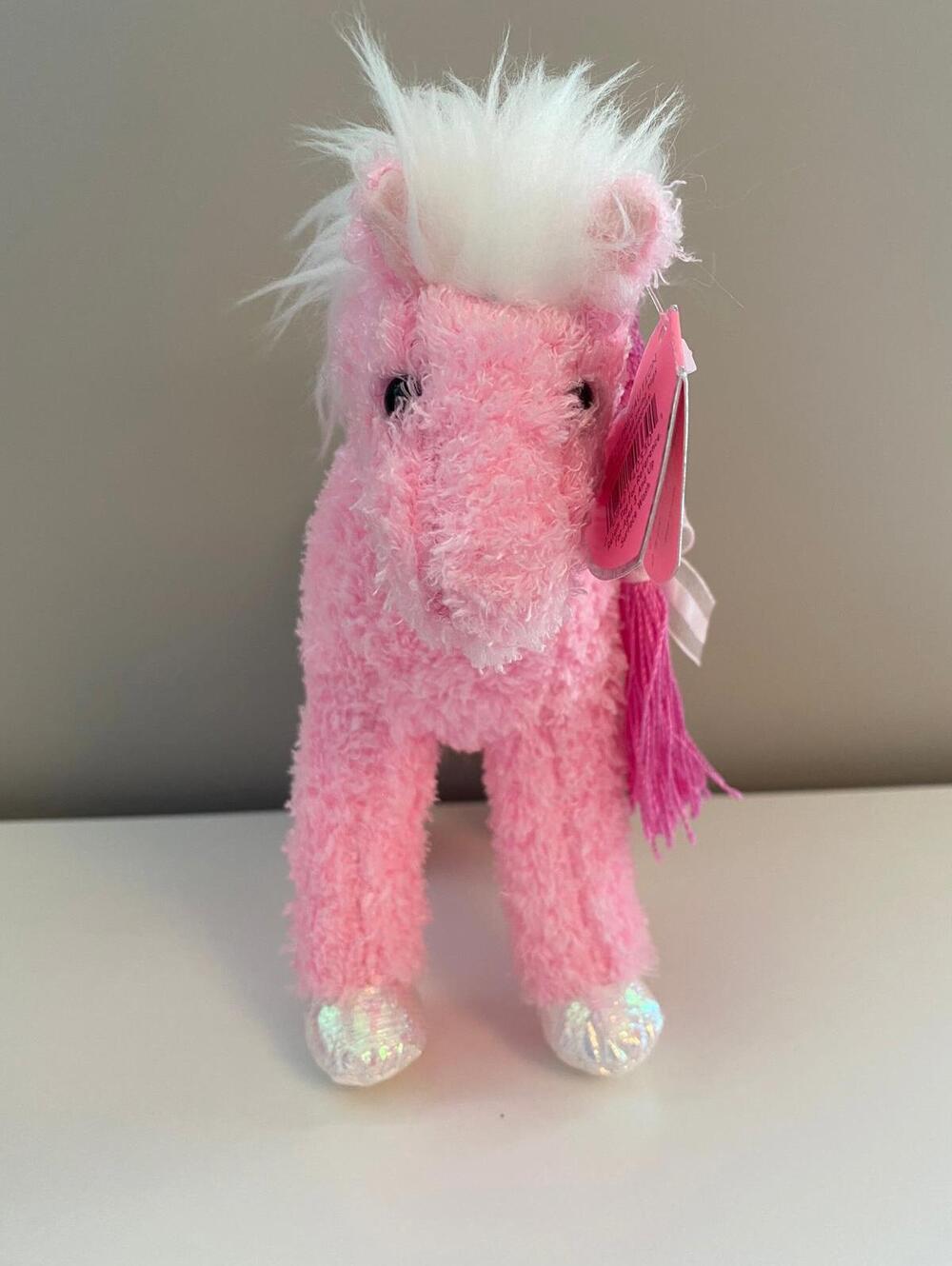 Ty Beanie Baby โMinuetโ the Pink Horse with Pink Braid - Pinkys (7 inch)